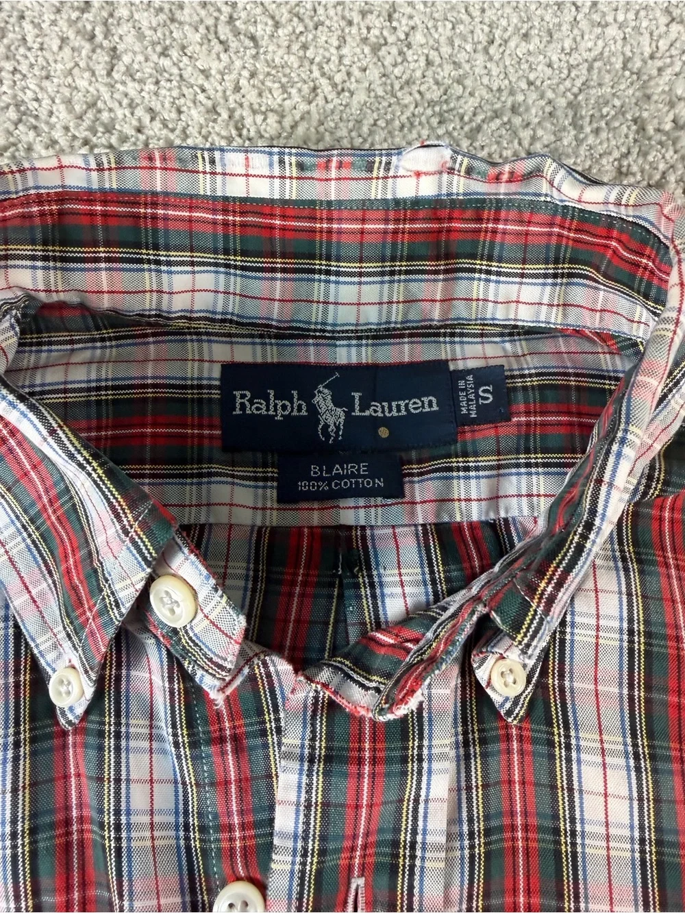 Polo Ralph Lauren Men’s Blaire SZ S Long Sleeve Tartan Plaid Shirt W/ Pocket